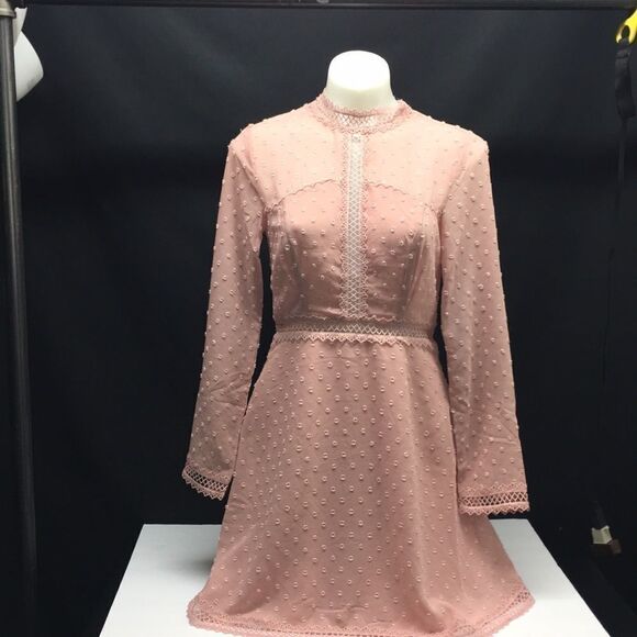 New BARDOT Long Sleeve Cherie Lace Trim Dress - Picture 2 of 9